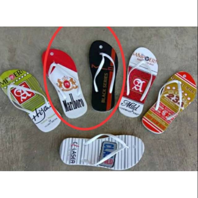 5 PASANG SANDAL COWOK DEWASA MOTIF ROKOK /TERMURAH SANDAL COWOK DEWASA 5 PASANG