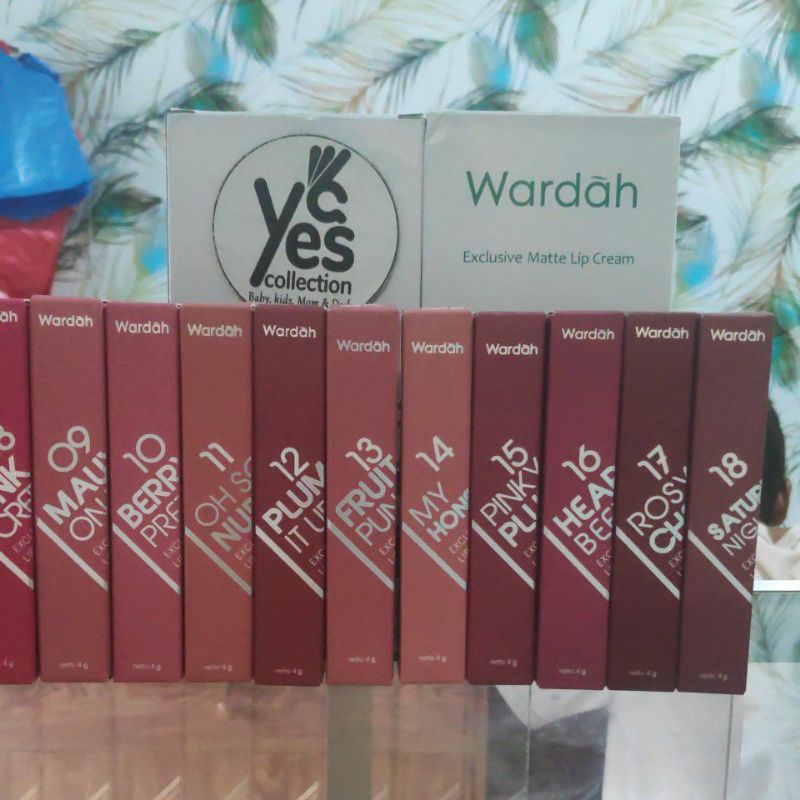 Wardah Exclusive Matte Lip Cream lipstik Stick stik bibir Red Berry Pretty Pink Plump Mauve Red Pinky Honey Bre Heart Nude remaja dewasa