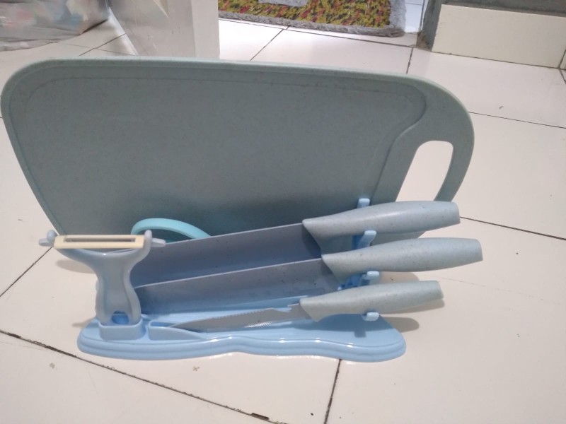 Pisau Set 7 In 1 Talenan /poenscae Kitchen Knife Set / Pisau Dapur Set Free Talenan Murah Import
