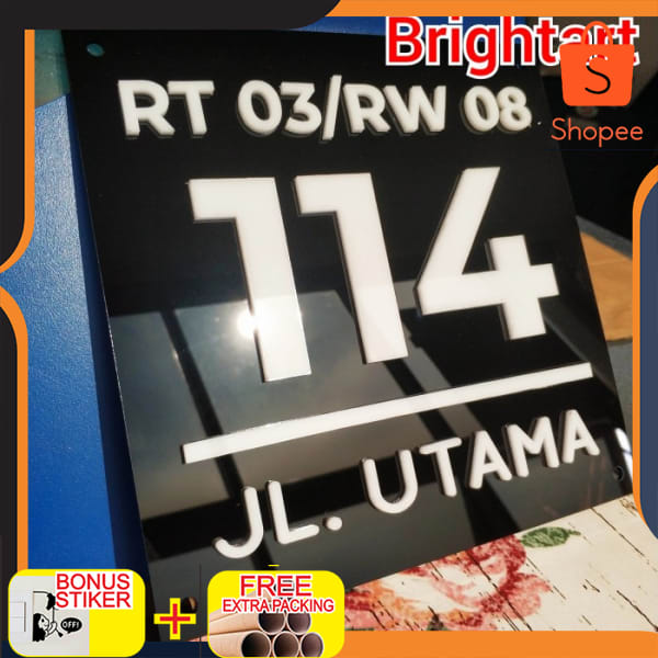 

Nomor rumah akrilik 20cm x 20cm | papan nomor rumah akrilik timbul - Putih Keren