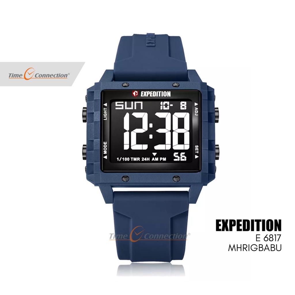 Expedition E 6817 MHRIGBABU Biru Original / Jam Tangan Wanita Pria Karet / Solid Blue Rubber MH RIGB