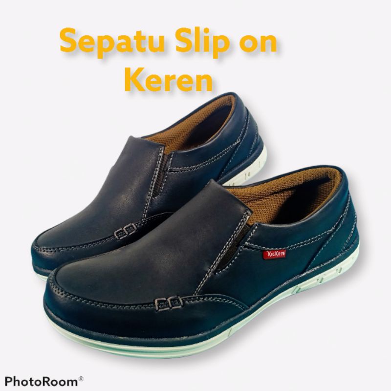 Sepatu Pria Kulit Casual Slip On H03 Santai Formal Kerja Sekolah