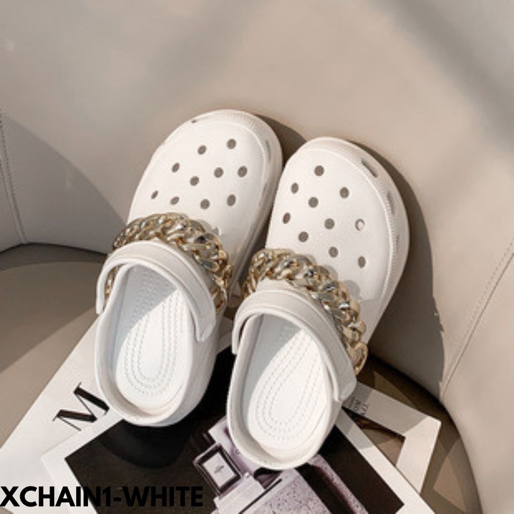 SANDAL BAIM WANITA BLACK AND WHITE VERSI ROCK N ROLL BAHAN RUBBER BERKUALITAS IMPORT CHAIN1
