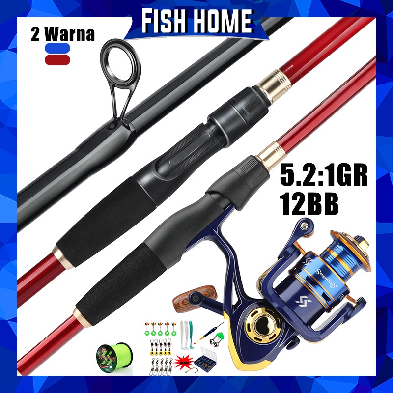 Joran Pancing Set Set Memancing Pancing Portabel Teleskopik Gulungan Memancing Dengan 5.2: 1GR 12BB dan Lengkap Gratis Senar pancing Umpan pancing untuk Air Tawar untuk Pemula dan Anak-anak Joran Pancing