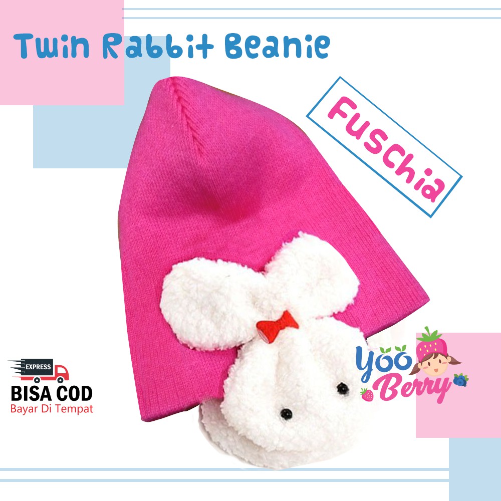 YooBerry Kupluk Bayi &amp; Anak Twin Rabbit Beanie Lucu Berry Mart