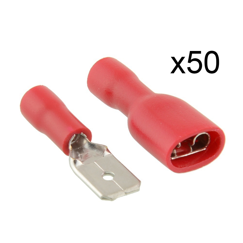 Canaan 50 Pasang Skun Spade Terminal Konektor Kabel Listrik Insulated