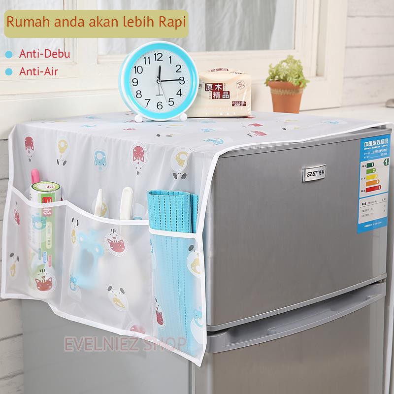 TUTUP KULKAS WATERPROFF / TAPLAK TUTUP KULKAS BAHAN PEVA MULTIFUNGSI TAHAN AIR