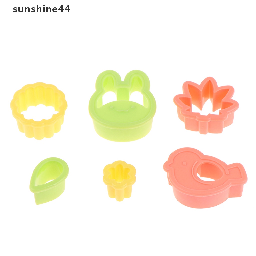 Sunshine 6Pcs / Set Cetakan Kue / Sandwich Bentuk Kelinci / Burung / Bunga Lucu