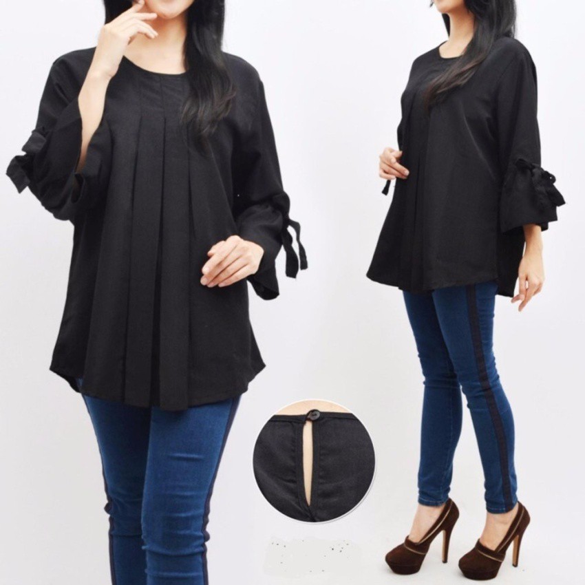 ERLINDA  BLOUSE WANITA | BIG SIZE | PLAIN BLOUSE | ATASAN WANITA | BAJU JUMBO ERLINDA-3