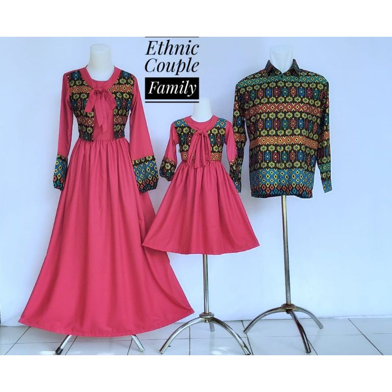 ethnic gamis couple, couple keluarga, baju keluarga, family couple, batik etnik