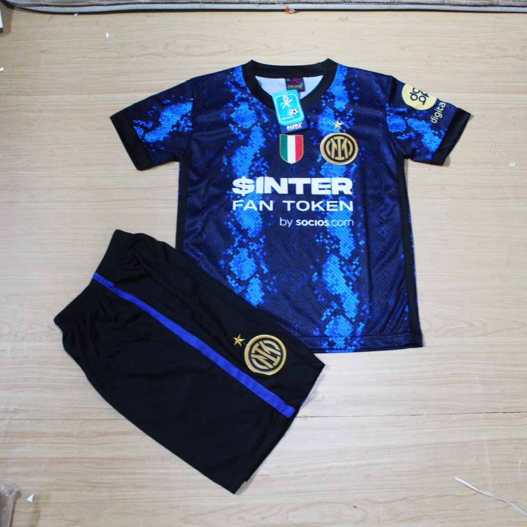 baju bola anak inter milani/jersey baju kaos celana bola intermilani full printing size 6-12thn