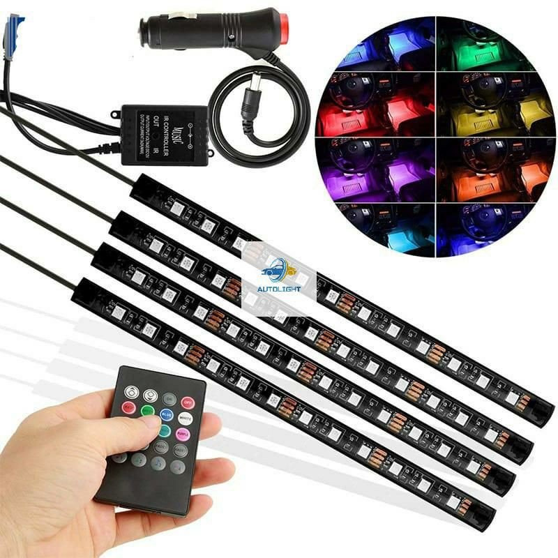 LAMPU LED KOLONG MOBIL LAMPU DASHBOARD 16 WARNA+REMOT ADA SENSOR MUSIC