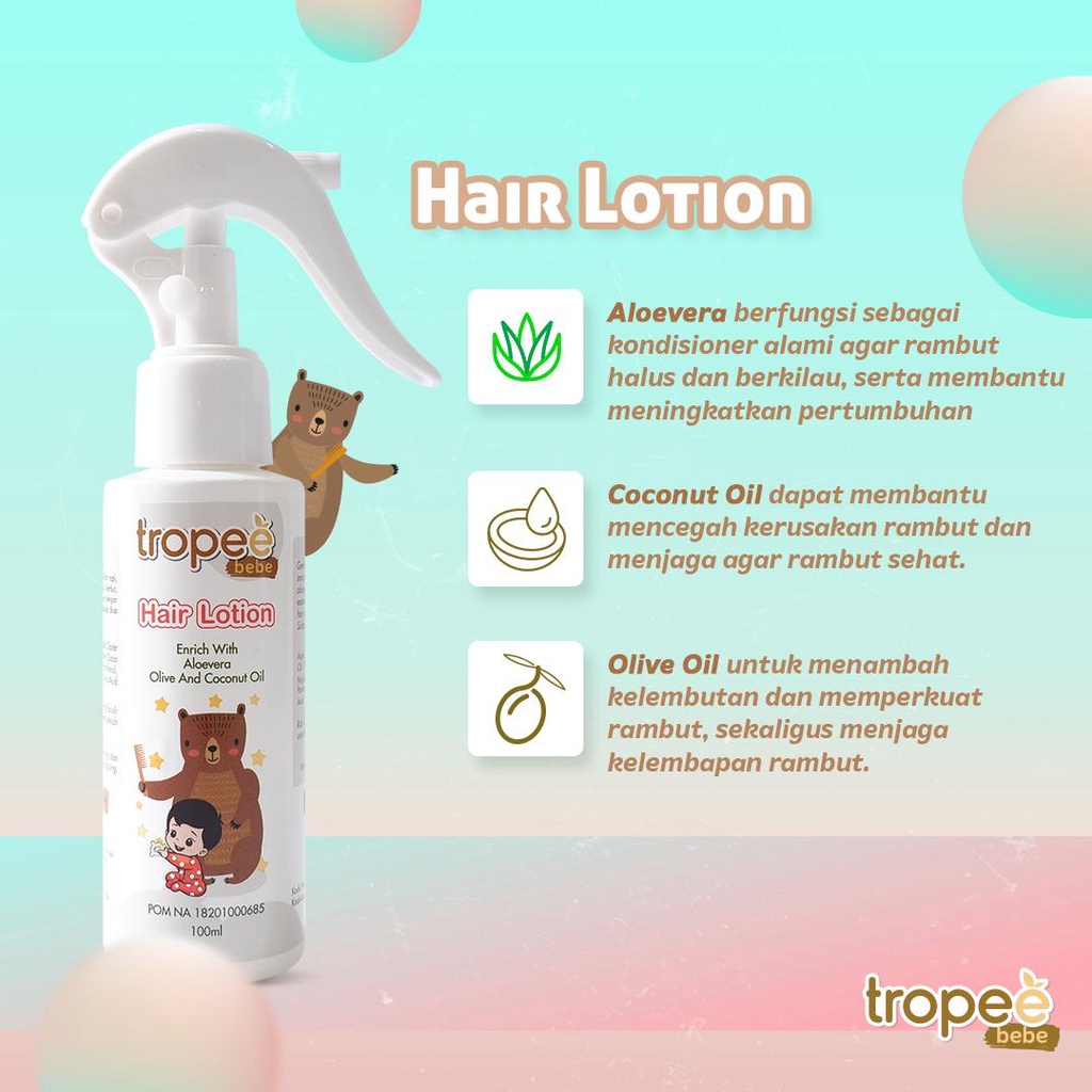 Tropee Bebe Candlenut Oil Candlenut Shampoo Olive Message Oil Hair Lotion TROPEEBEBE Tropeebebe Hair Lotion Tropee Kukui Tropee Bye Bye Bug Spray Cream Menyuburkan rambut bayi Perawatan rambut bayi