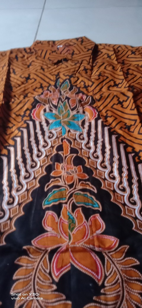 Batik Couple Keluarga Sania Ruffle Ori Ndoro Jowi Dnt Motif Pagar Orange