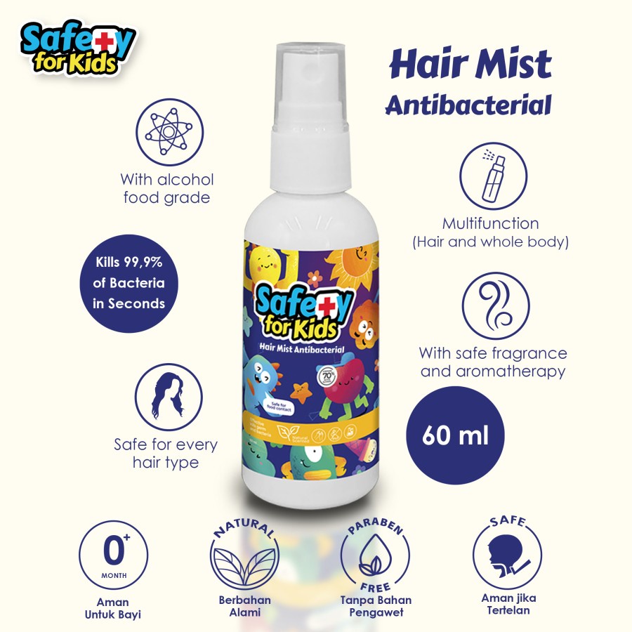 Hair Mist Antiseptic 60ml By SAFETY FOR KIDS SANITIZER