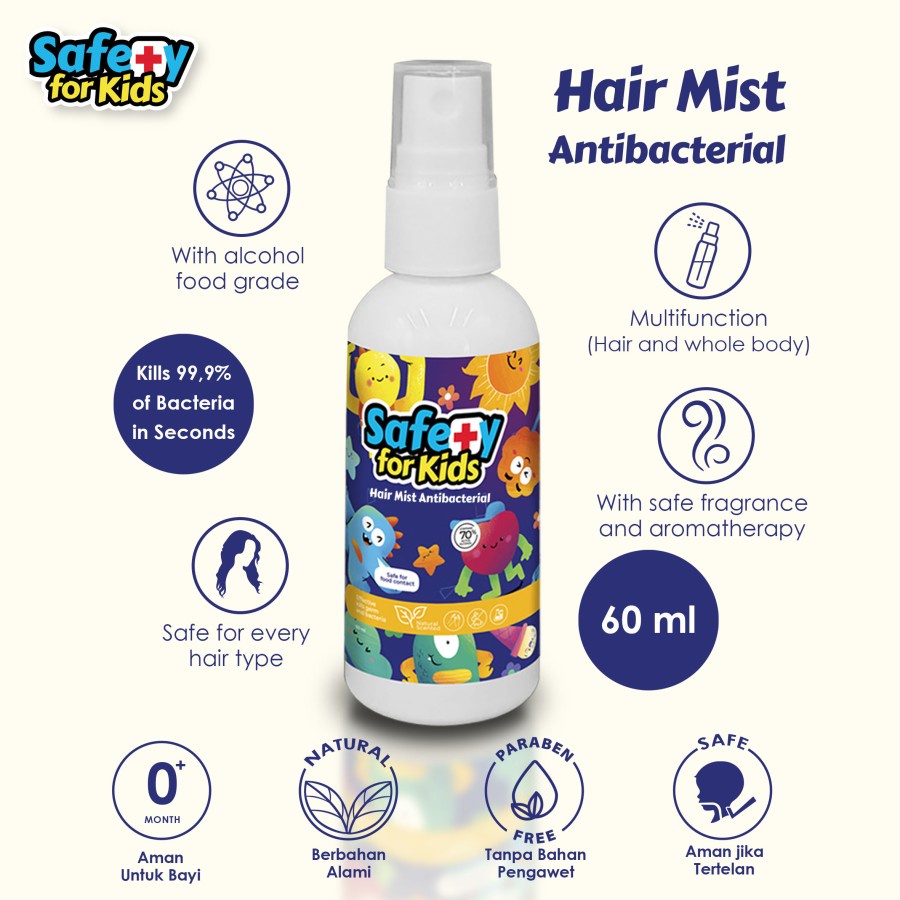 Hair Mist Antiseptic 60ml By SAFETY FOR KIDS SANITIZER