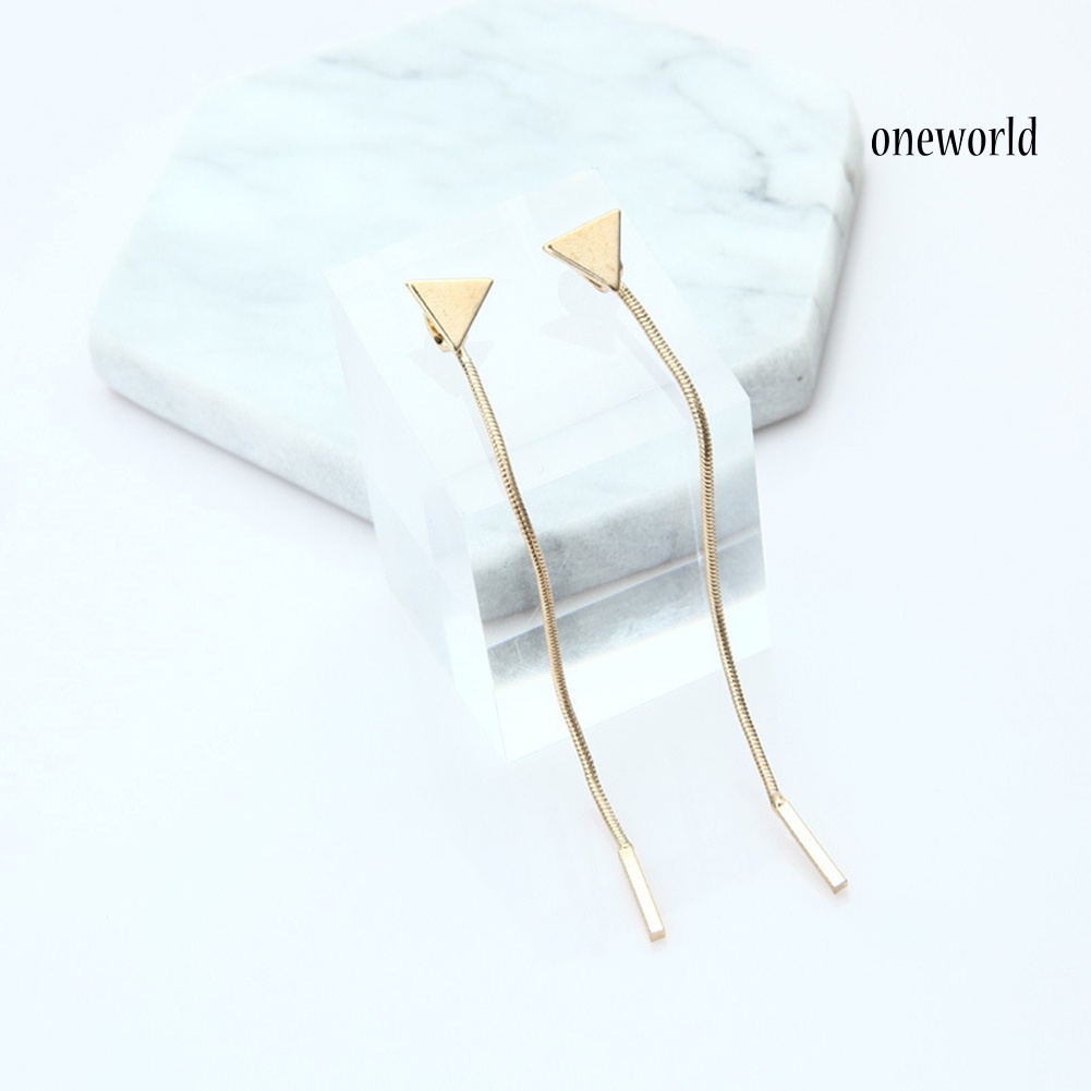 OW@ Women Fashion Geometric Triangle Stud Earrings Long Tassel Party Jewelry Gift