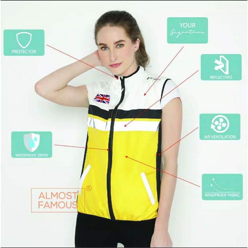 [READY STOCK] Rompi Vest Sepeda Lipat Putih Kuning