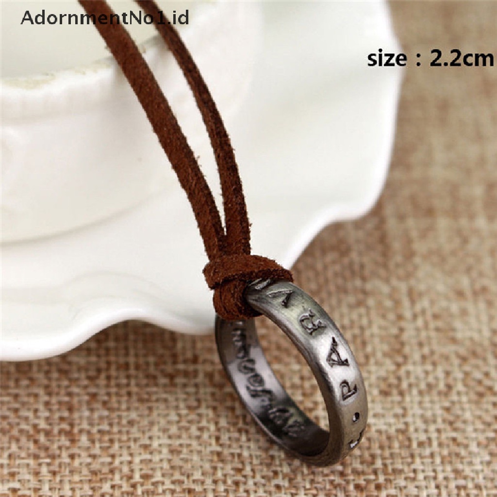 (AdornmentNo1) Kalung Tali Kulit Liontin Ring Kode 4 Nathan Drake Gaya Vintage