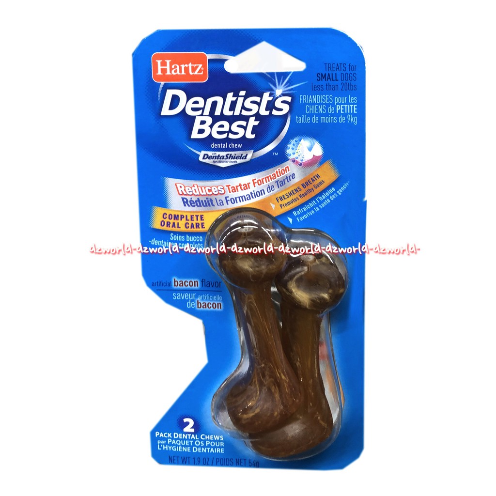 Hartz Dentist 54gr Best Treats For Small Dog Makanan Anjing 2Pcs Harts Hart Bentuk Tulang Menjaga Kebersihan Mulut Doggy