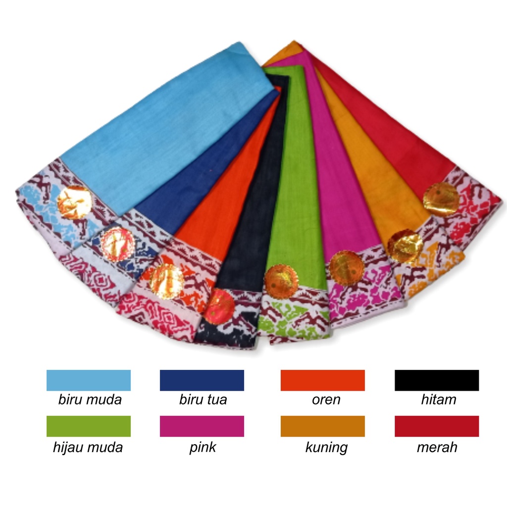 Sampur Tari Motif Batik Polos Tumpal | Slendang Tari Anak  ± 2,5m Bisa Pilih Warna