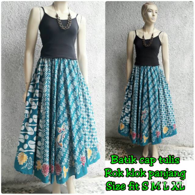 rok batik klok panjang sayur asem biru tosca