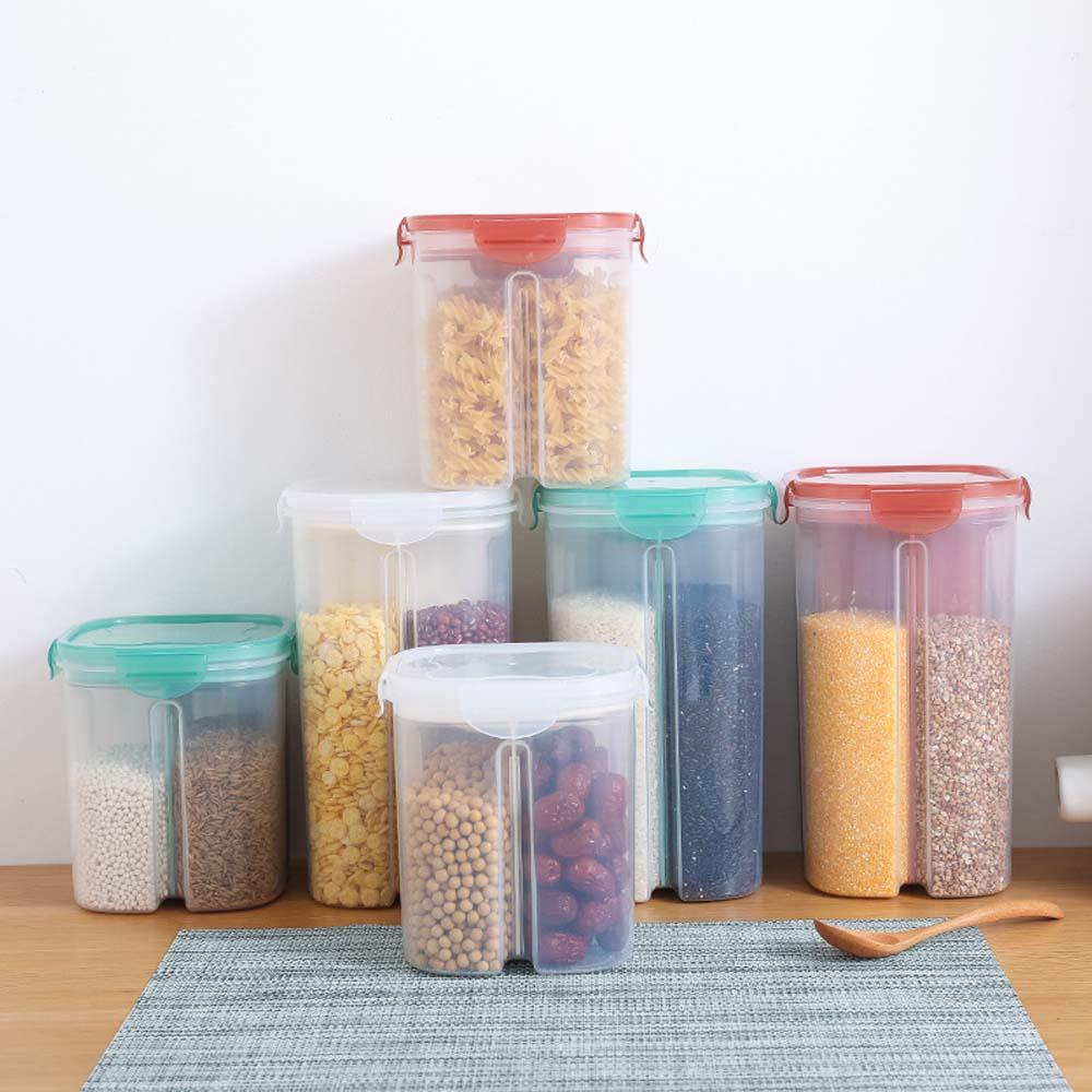 [Elegan] Wadah Penyimpanan Lock Lid Moisture-Proof Multigrain Organizer Dapur Makanan Canister Kulkas Tetap Segar Sealed Jar