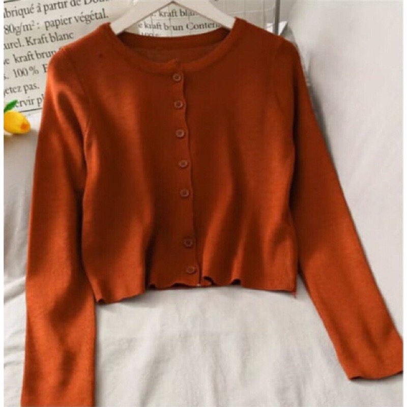 BAILEY CARDI RAJUT / ANGEL BOTON SKIRT / CARDIGAN CROP TOP-Bata Coral