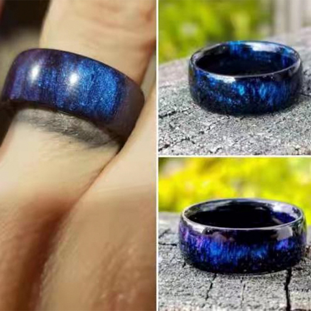 Cincin Bahan Resin Akrilik Warna Pelangi Aksen Glitter Gaya Retro Eropa Dan Amerika