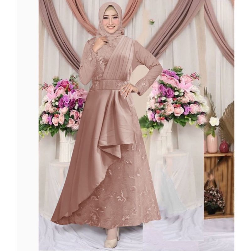 BAJU DRESS GAMIS BRUKAT BROKAT TILE MUTIARA IMPORT PREMIUM KONDANGAN PESTA SERAGAMAN BRIDESMAID NIKA