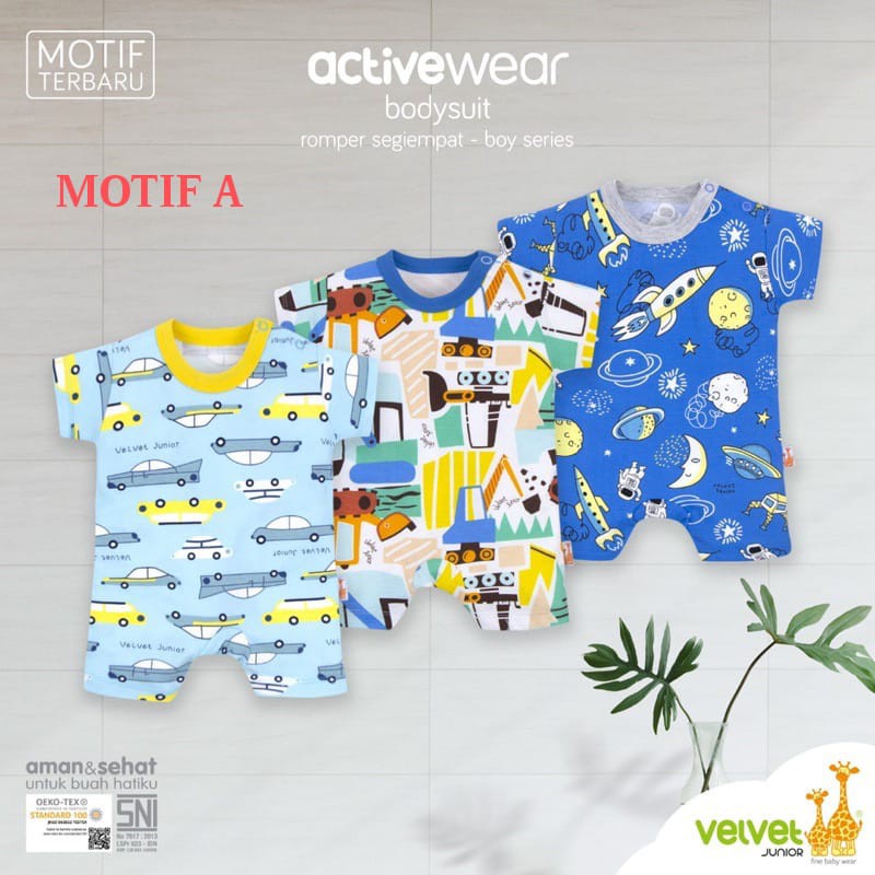 Velvet PREMIUM ACTIVEWEAR Bodysuit JUMPER Kodok SEGITIGA / SEGIEMPAT / Baju Romper Bayi (3pcs/Pack)