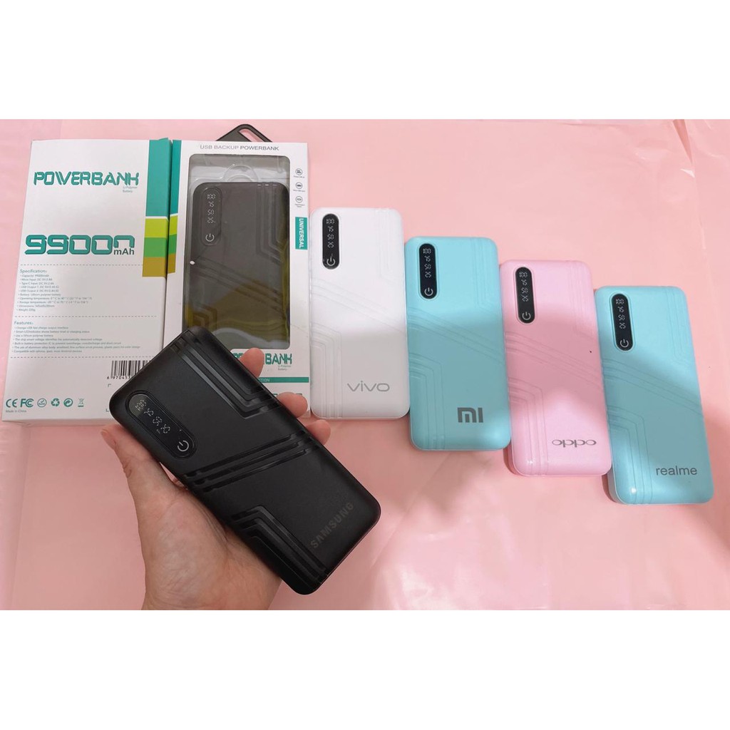 Powerbank Branded LED Lampu Warna Power Bank 99.000 MAH