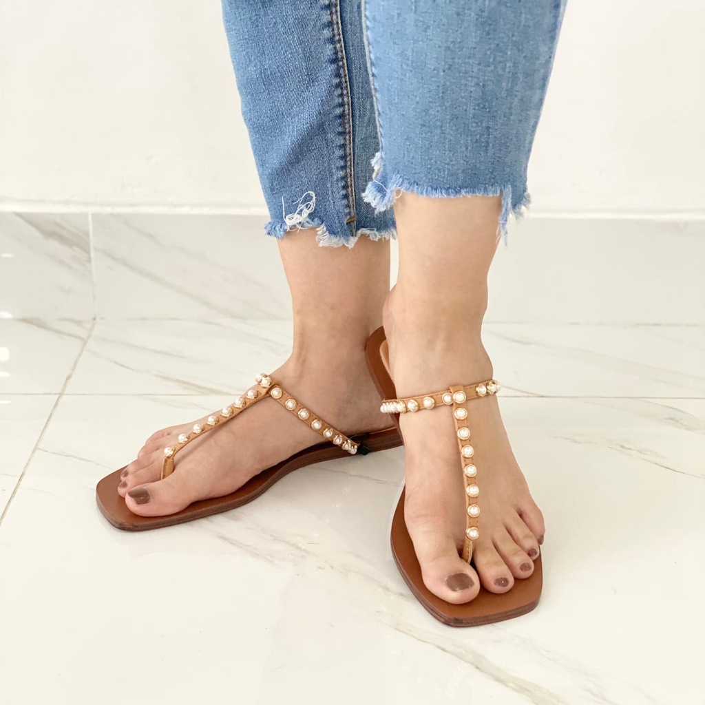 SANDAL WANITA ZS-3421 FLAT BROWN