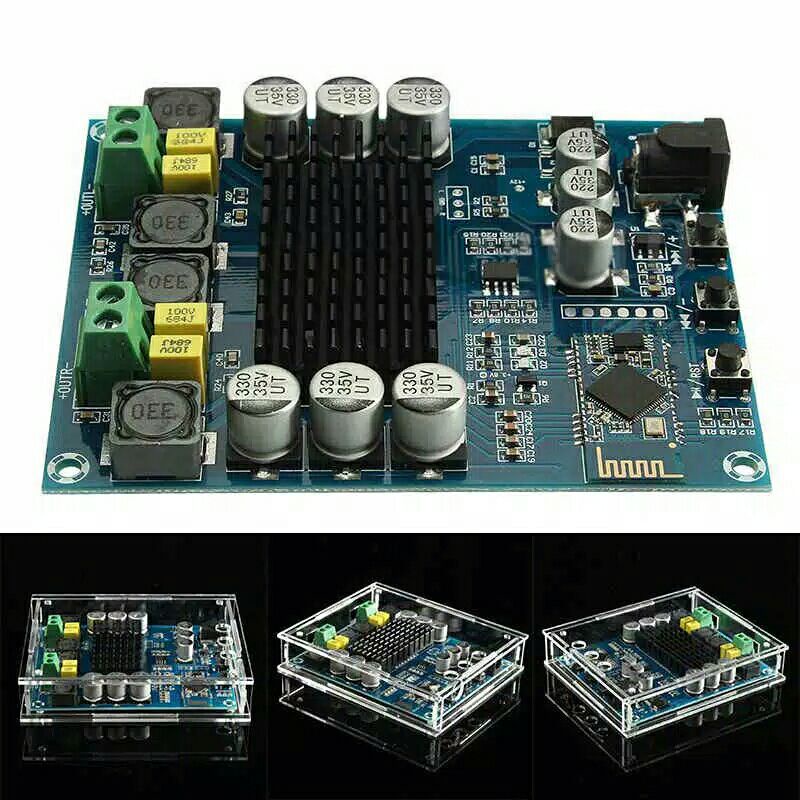 XH M548 Power Amplifier Stereo TPA3116D2 TPA3116 plus Box Acrylic Akrilik