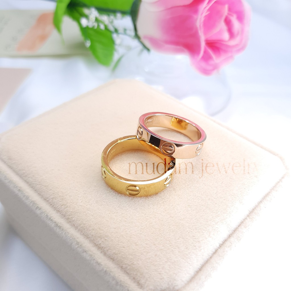 Cincin Unisex Titanium Ctr Polos ( Tampak Diamonds ) Tersedia Warna Rosegold, Gold dan Silver