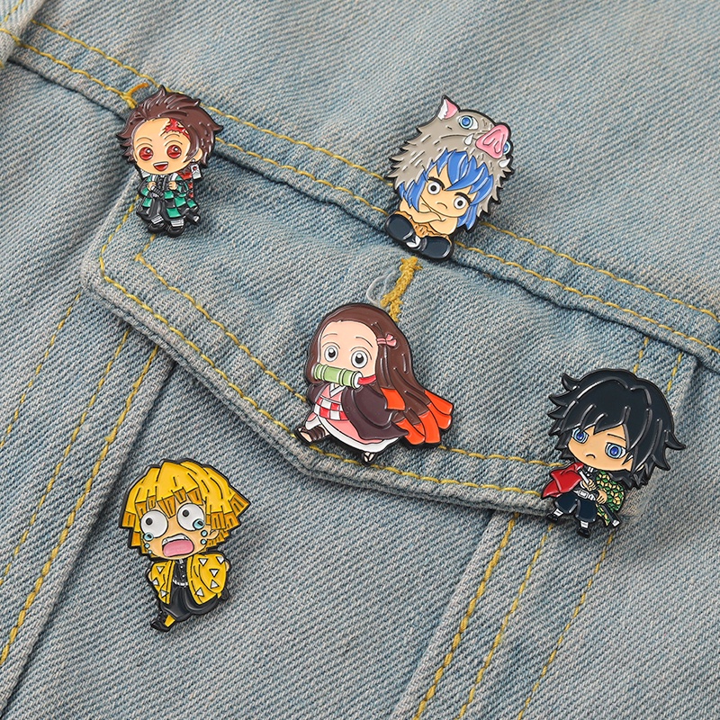 Bros Pin Enamel Desain Anime Demon Slayer 5 Gaya Jepang Untuk Hadiah