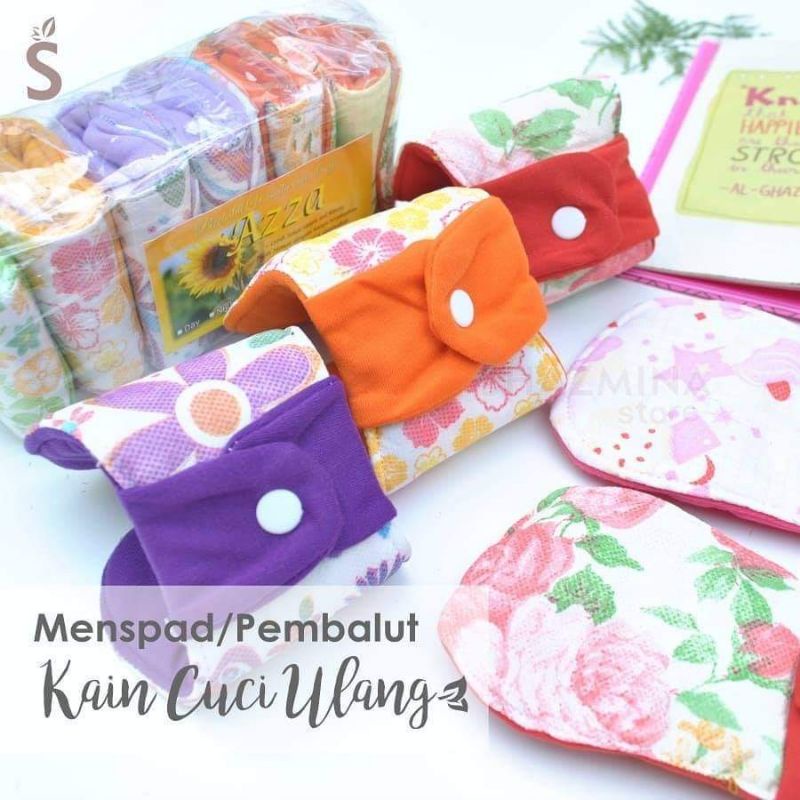 Menspad  AZZA Pembalut Cuci Ulang Day Night  Wing 1 Pack Isi 6 Pcs