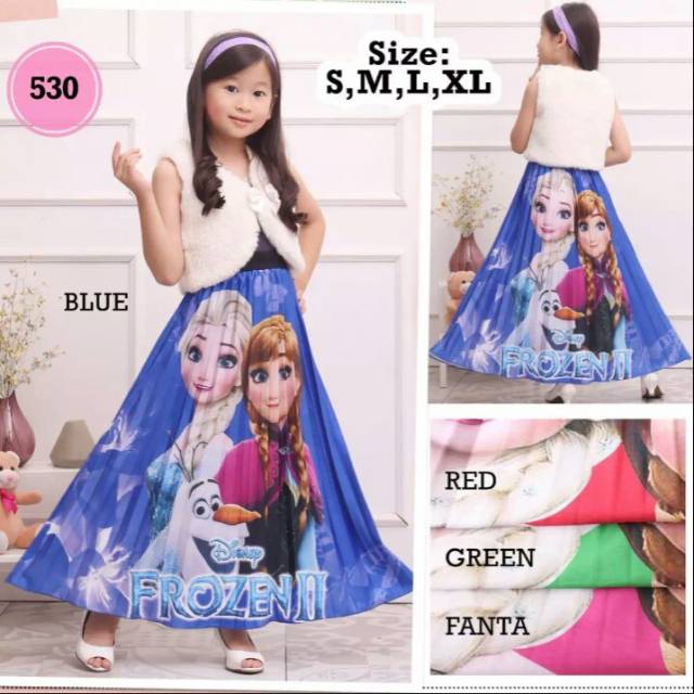 ROK ANAK PEREMPUAN PLISKET FULL PRINT KARAKTER FROZEN