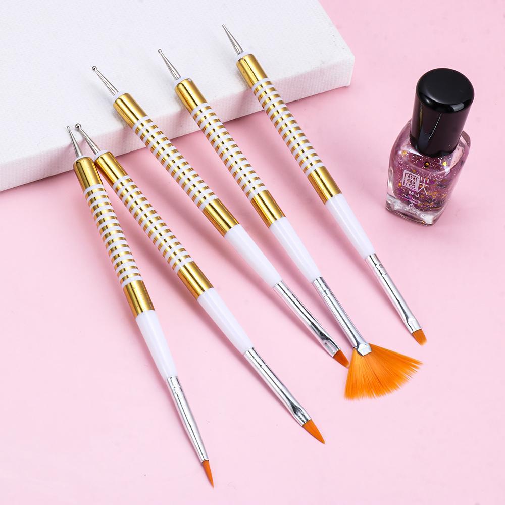 Solighter Nails Art Dotting Pen UV Painting Liner Gel Brushes 2in1 Kepala Ganda