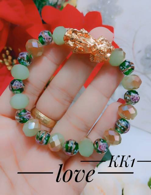 Xuping Gelang naga lapis emas 24k batu mawar 0111