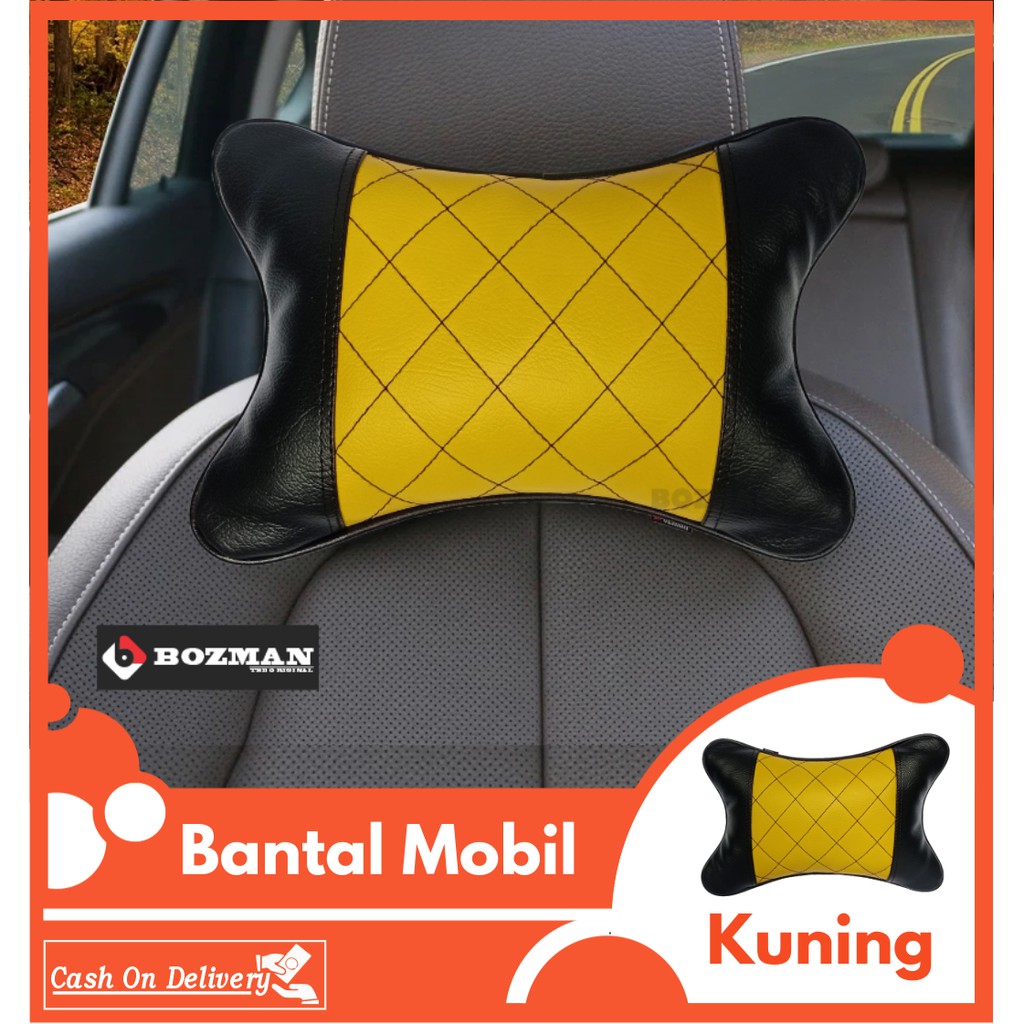 Bantal Mobil Kulit Sintetis Premium/Headrest Mobil