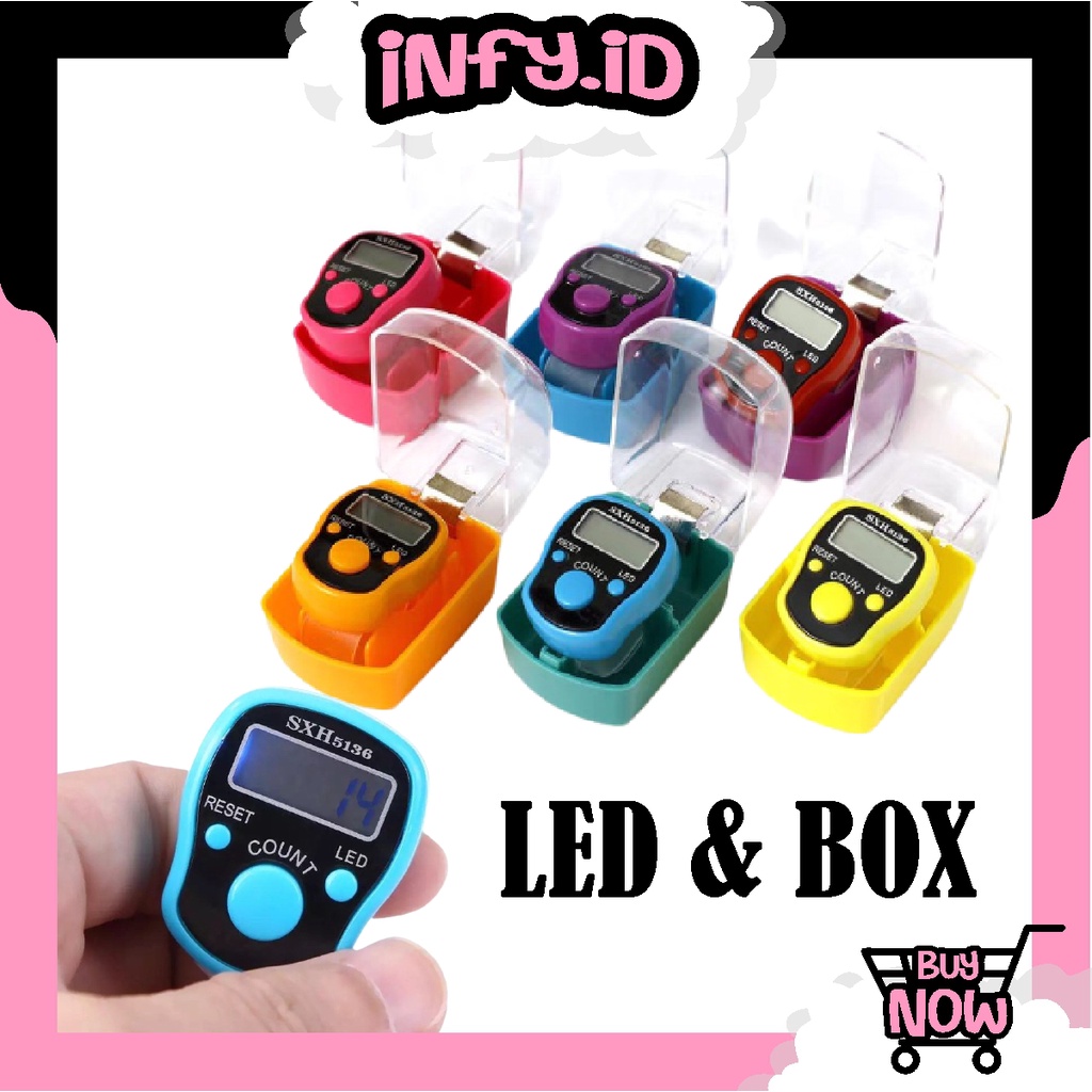 INFY -  R487 Tasbih Digital LED / Finger Counter Digital Led Besar Ada Lampu Led / Tasbih Gift Box