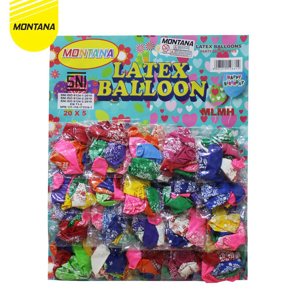 

MONTANA Balon Latex Motif Happy Birthday/Balon Ulang Tahun /Isi 100Pcs