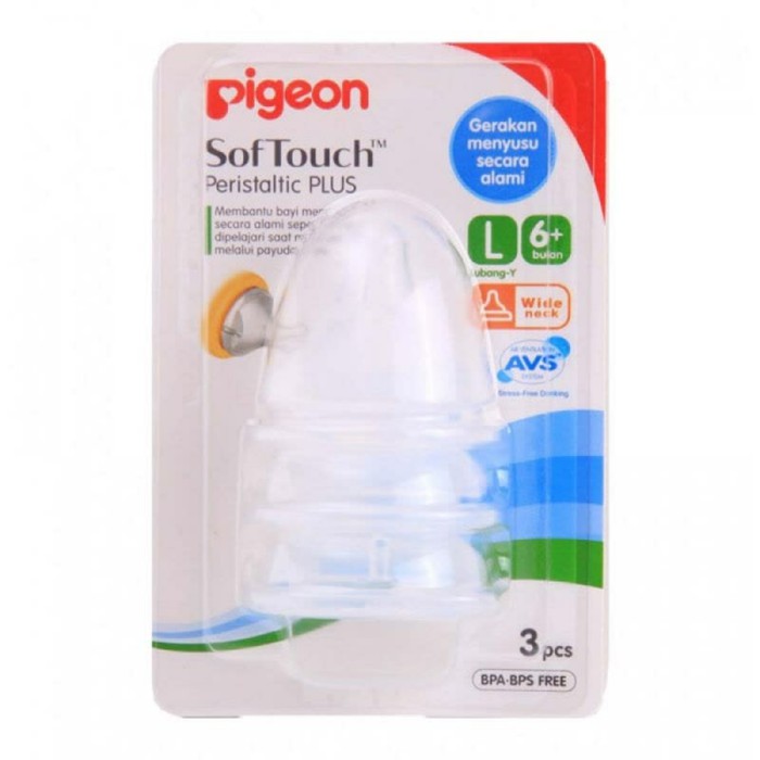 Pigeon Nipple Wide Neck Peristaltic Plus Blister isi 3 Dot Bayi WideNeck