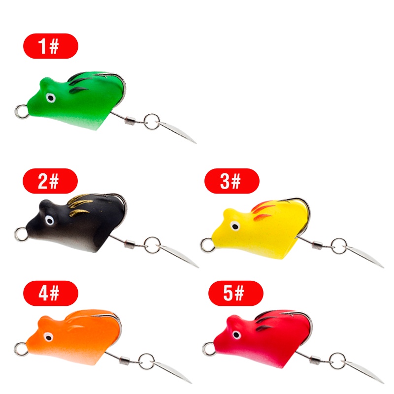 1 Pc Umpan Pancing Soft Bait Bentuk Katak Mata 3D Ukuran 3cm 4g 5 Warna