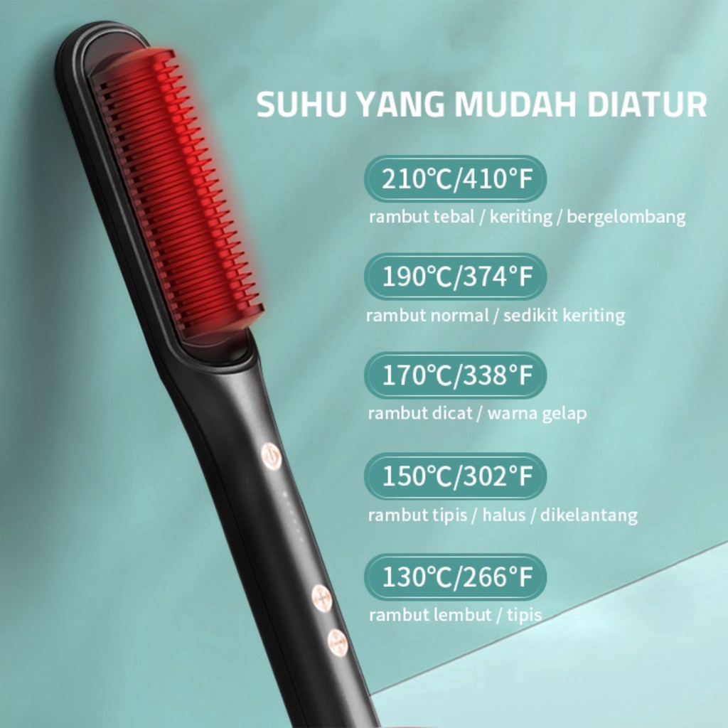 TERBARU Catokan Sisir Pelurus Rambut Hair Straightener Curler 2 in 1