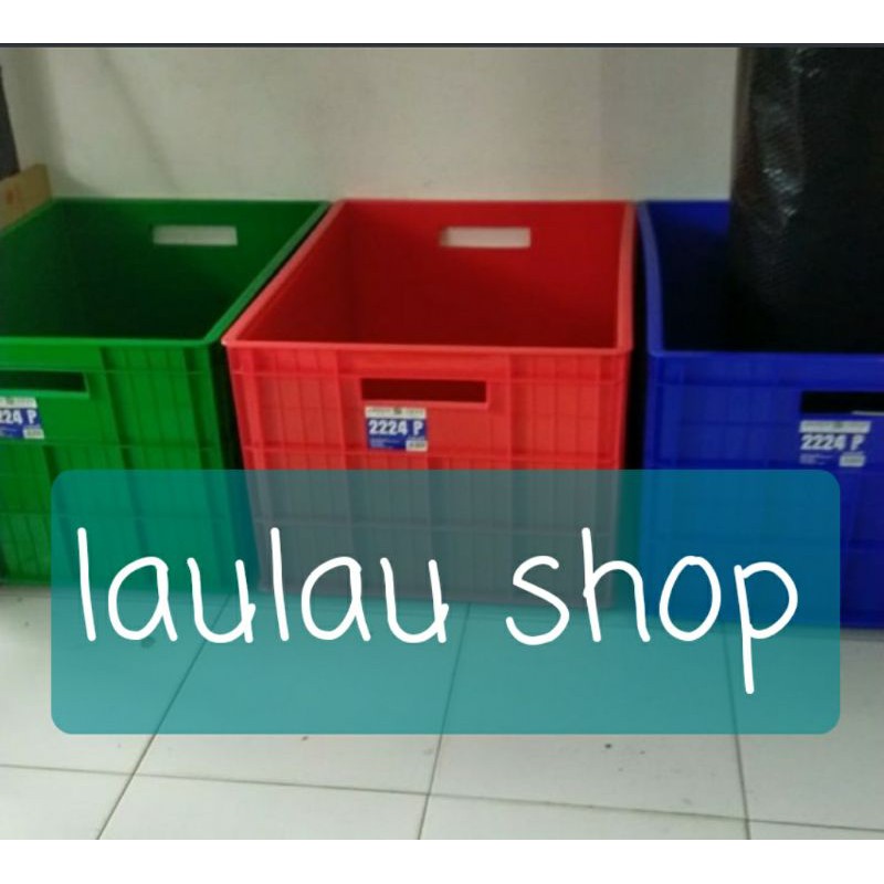 80x60x45 Box Container Green Leaf 2224 P Keranjang Industri Bak Kolam Ikan / Krat Kontainer Plastik