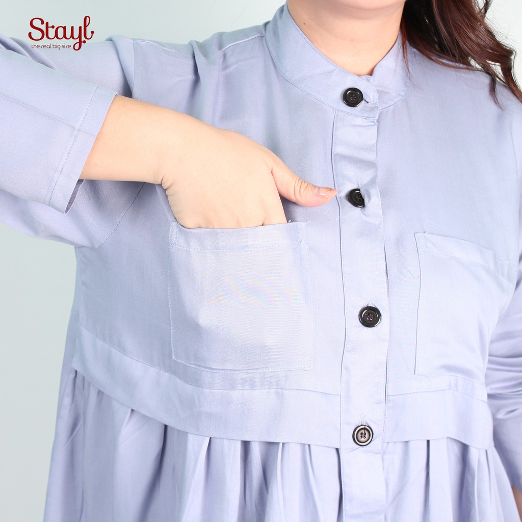 Kemeja Wanita Lengan Panjang LD 100 - 120 3XL Jumbo Rayon Twill 7 Warna Qanita Atasan Big Size XL-4