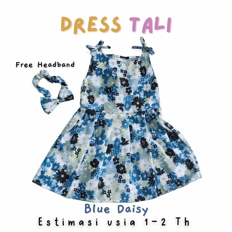 DRES BAYI DRES ANAK PEREMPUAN Dress tali pundak free headband 1-2 th
