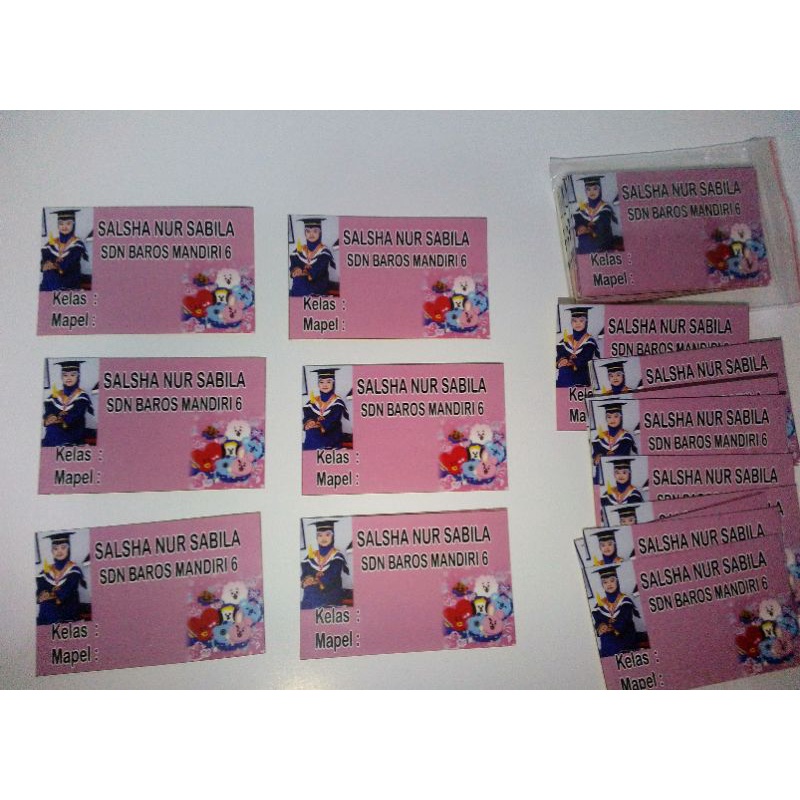 

stiker buku / label buku custom